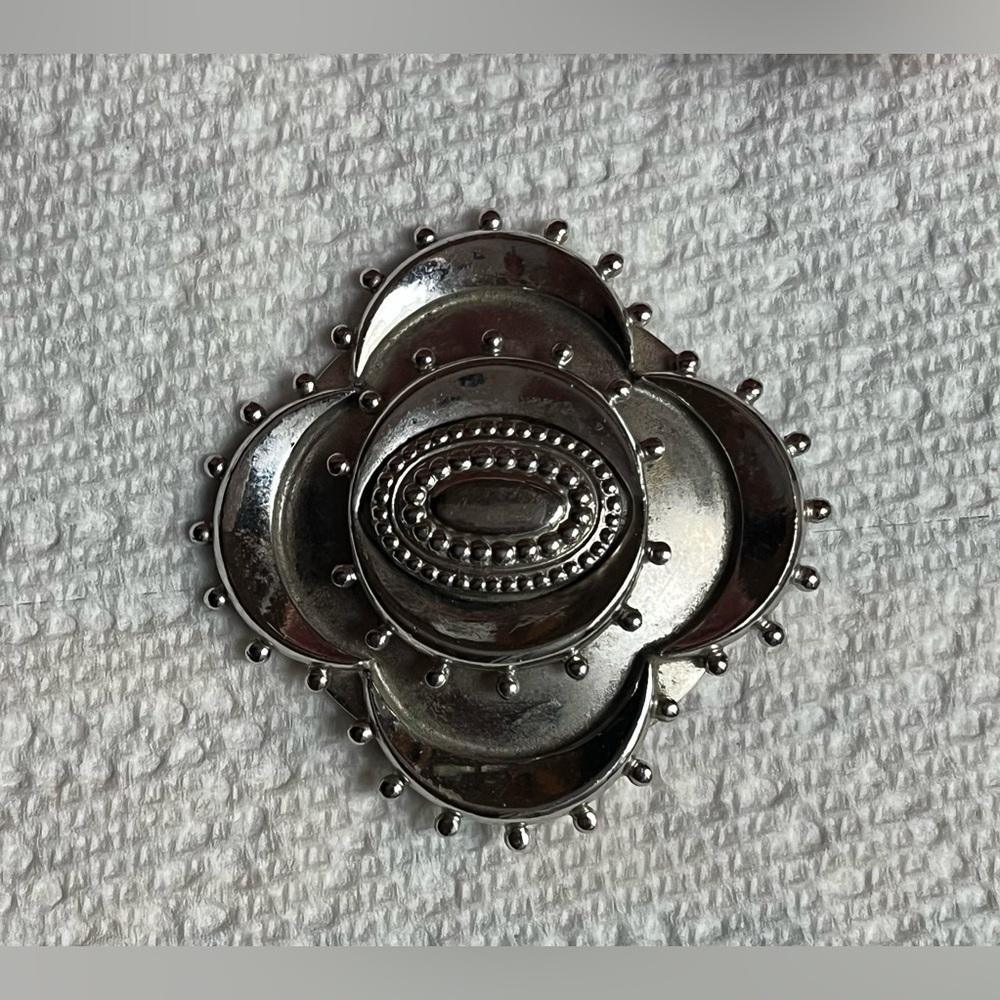 Early Judith Ripka Rare Silver Floral Brooch signed Vintage Judith Green EUC